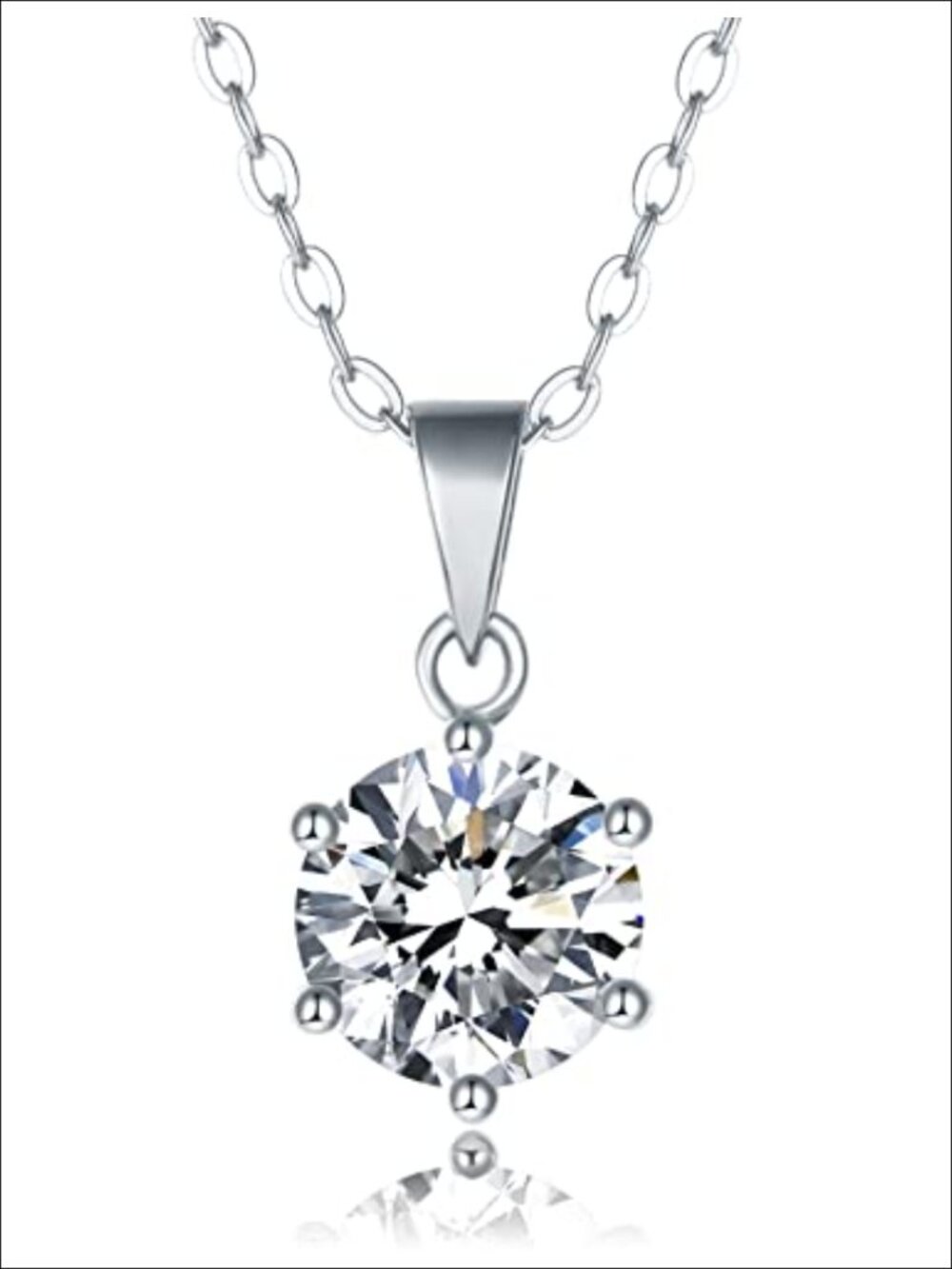 1 Carat Moissanite Solitaire Pendant Necklace 925 Sterling Silver 18K White